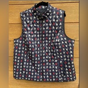 Talbots vest, zipper, navy with sail boats EUC